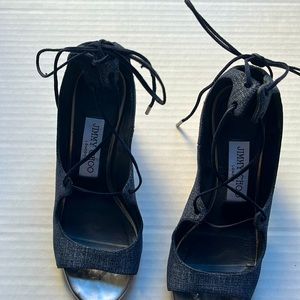 Jimmy Choo rare denim lace up sandles
